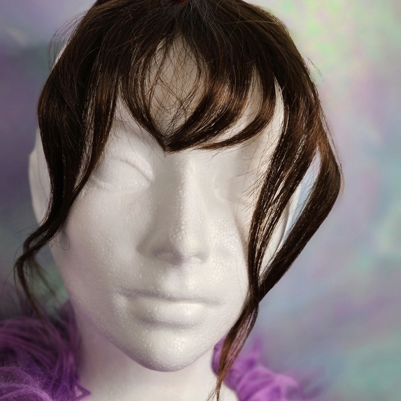 Dark Auburn Brown Human Hair French Bangs - Picture 6 of 8